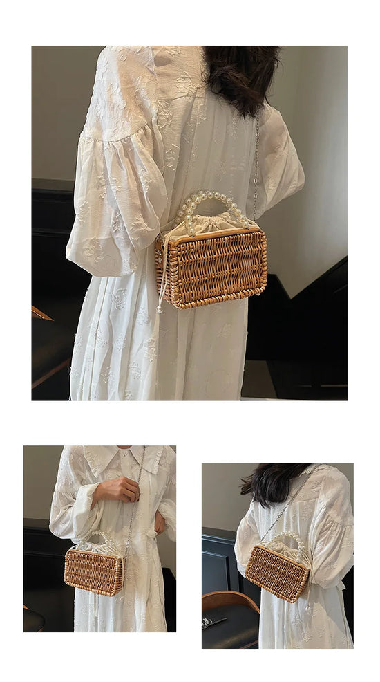Borsa in Paglia con Perle Donna – Stile Boho Chic Estivo