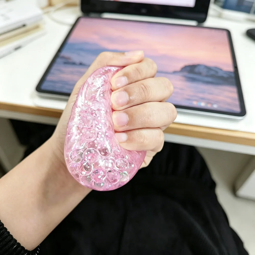 Glitter Dumpling Squishy Bao Antistress Morbido con Perline