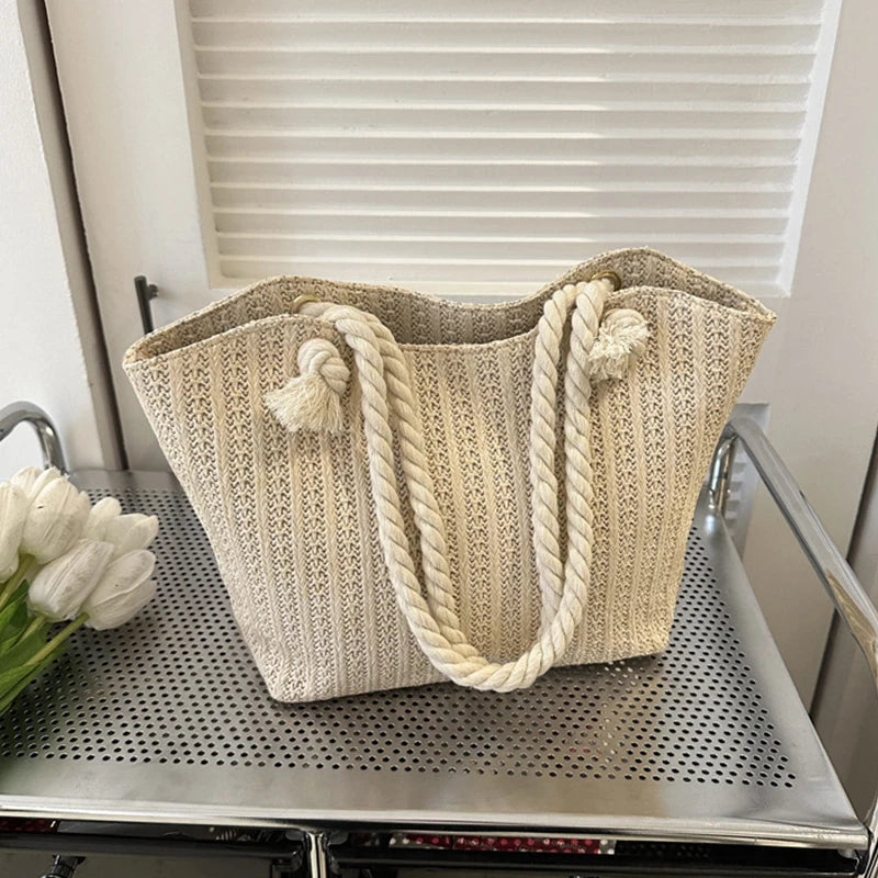 Borsa a Spalla Estiva in Paglia Intrecciata per Donna – Stile Boho Chic, Grande Capacità, Perfetta per Spiaggia e Vacanze