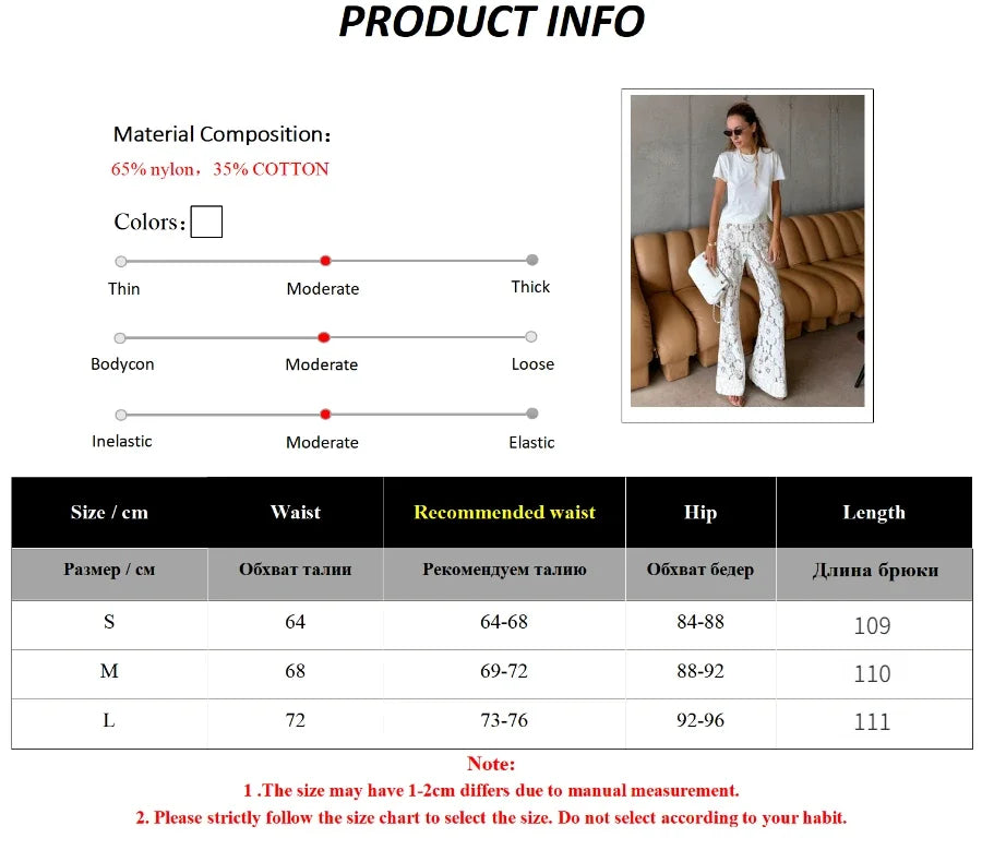 Pantaloni flare bianchi a vita alta in pizzo floreale – Estate 2025