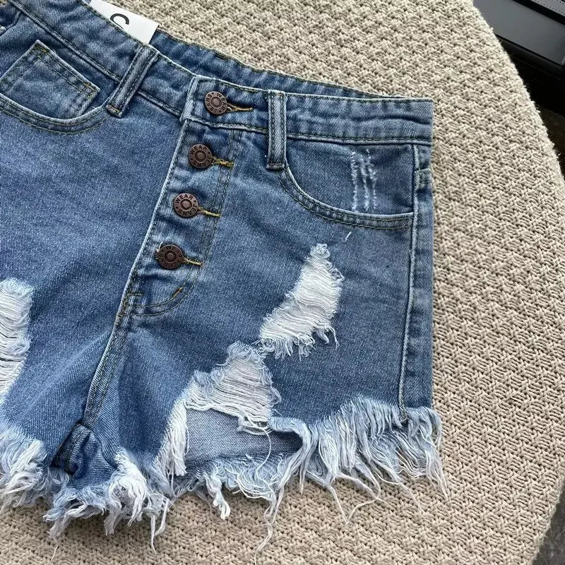 Shorts in denim donna vita alta – modello gamba larga snellente, perfetti per l’estate
