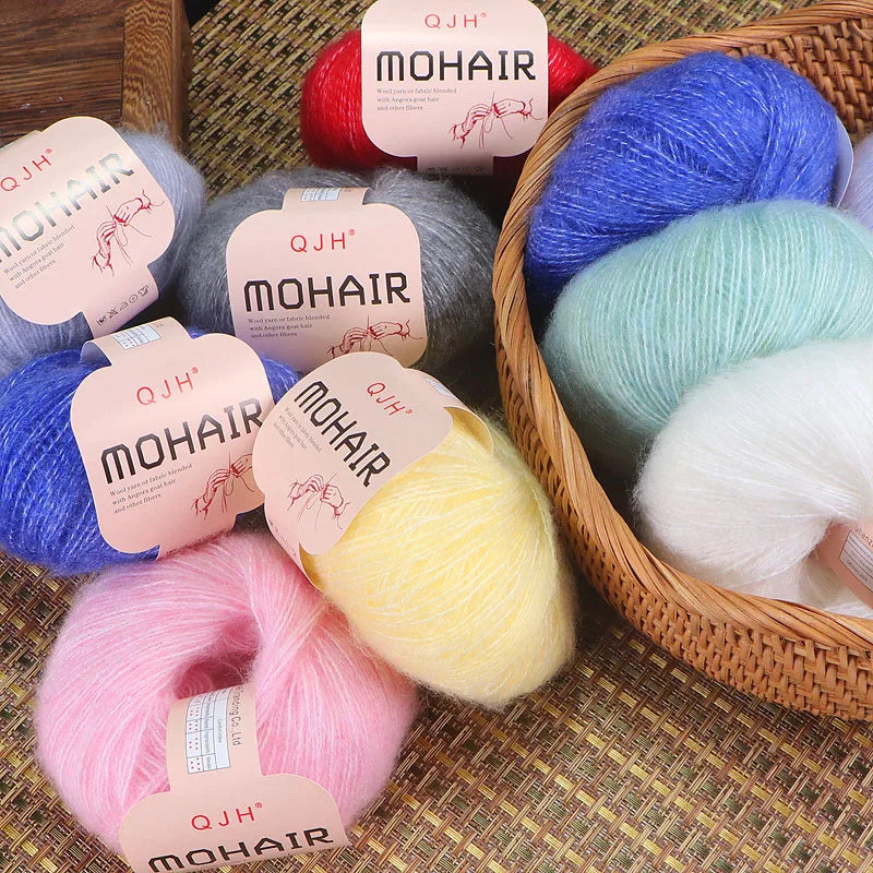 Set 6 gomitoli filato mohair morbido – lana angora effetto fluffy per maglioni, sciarpe, shawl fai-da-te