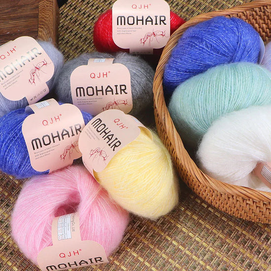 Set 6 gomitoli filato mohair morbido – lana angora effetto fluffy per maglioni, sciarpe, shawl fai-da-te