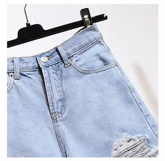 Cowboy shorts donna vita alta stile coreano – denim bianco con tasche, frange e strappi