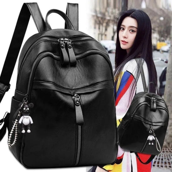 Zaino nero casual / crossbody monospalla, stile carino e vegan friendly
