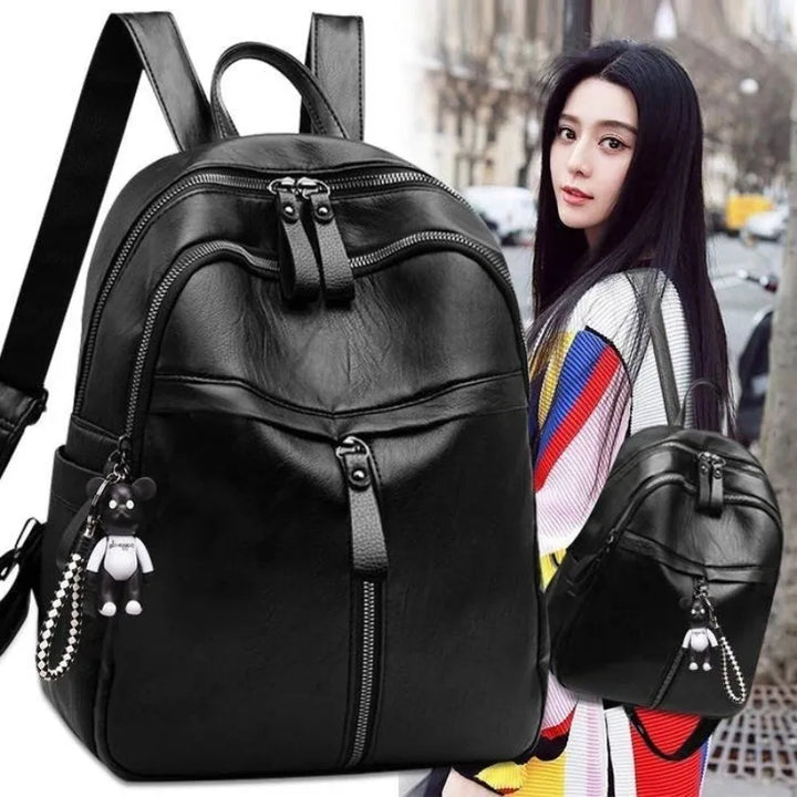 Zaino nero casual / crossbody monospalla, stile carino e vegan friendly