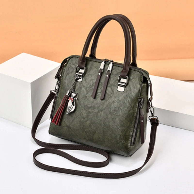 Borsa donna grande capacità ricamata con nappine – crossbody & tote 2025, borsa spalla elegante / uso quotidiano