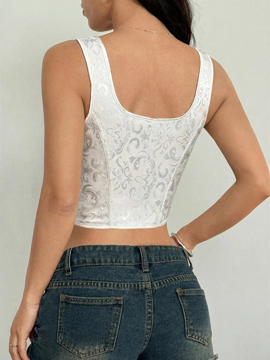 Corsetto Bianco Elegante Donna – Bustier Vita Stretta con Lacci