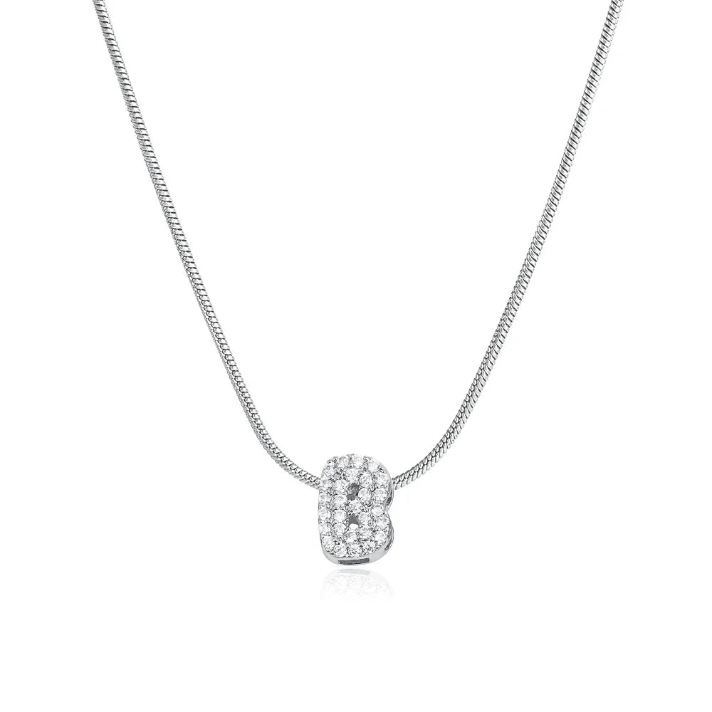 Collana iniziale personalizzabile A–Z con pavé di zirconi – acciaio, elegante