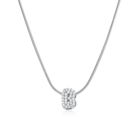 Collana iniziale personalizzabile A–Z con pavé di zirconi – acciaio, elegante