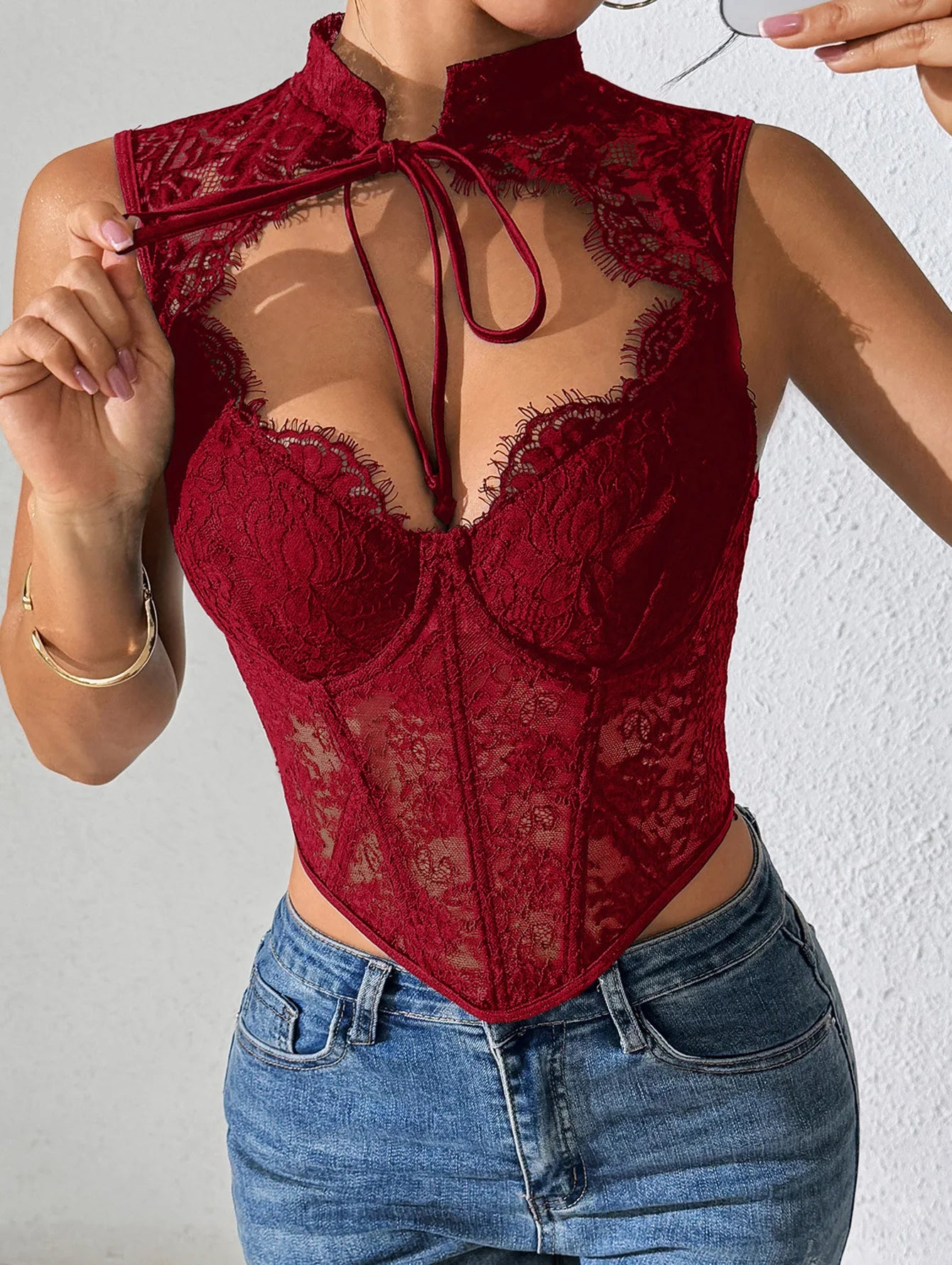 Top Corsetto in Pizzo Donna – Canotta Sexy Aderente
