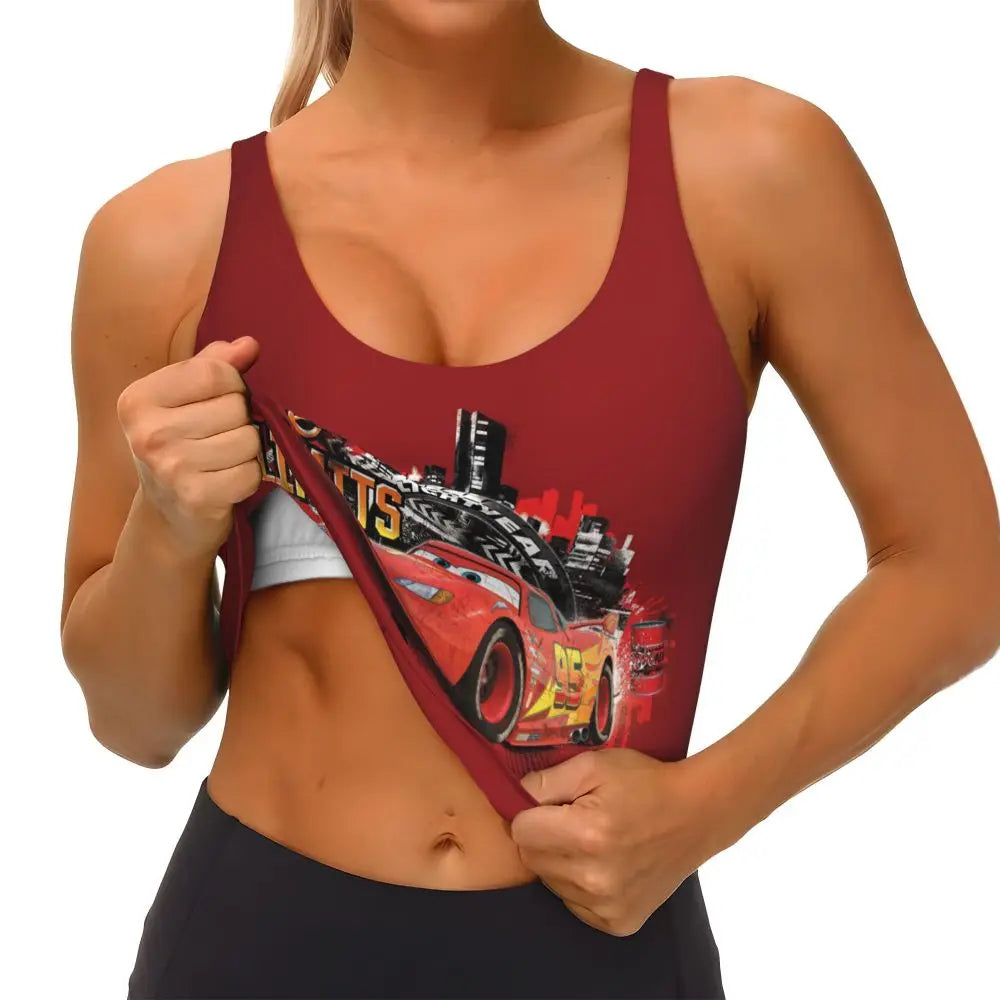 Maglia cars SaettaMcQueen Donna | Cartoon Fitness Crop Top Cars