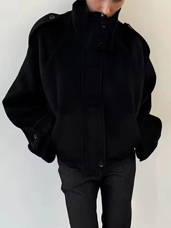 Cappotto Corto Donna Collo Alto con Zip e Tasche - immagine 17