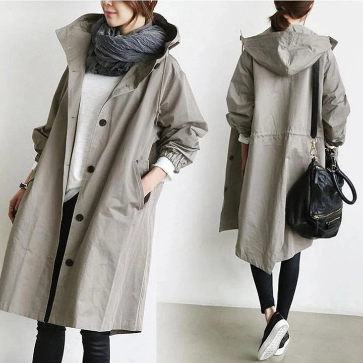 Giacca windbreaker donna con cappuccio, tasche e chiusura a bottoni – antivento, impermeabile, quick-dry, perfetta per escursioni e outdoor