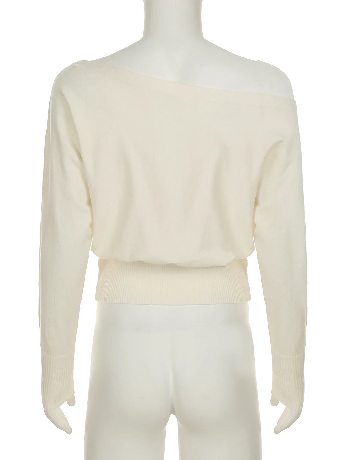 Maglione monospalla donna – Pullover loose con scollo asimmetrico, maniche lunghe, knit casual autunno/inverno
