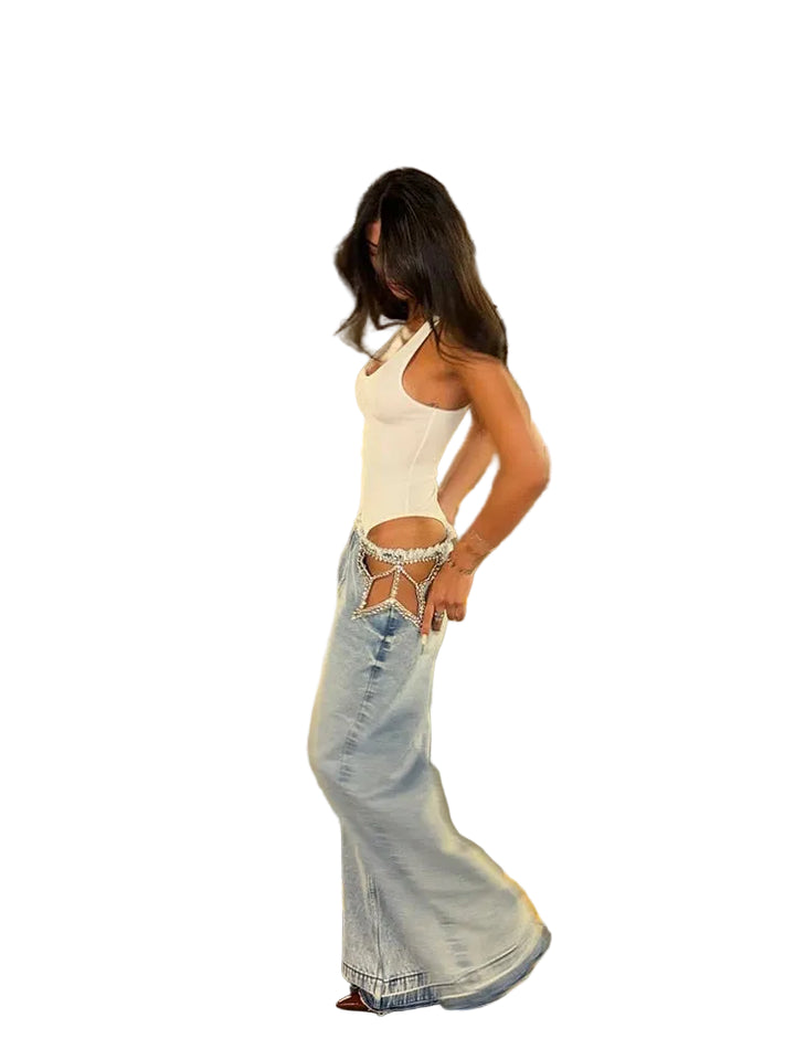 Jeans Wide Leg Donna Vita Alta Blu – Streetwear - dettaglio prodotto