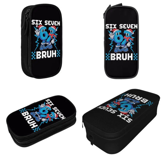 Meme 6 7 Six Seven Italian Steal A Brainrot 67 Pencil Case Canvas Pencil Box Child Vintage College School Pencil Cases Supplies