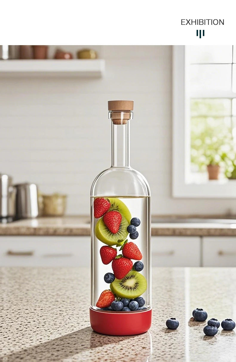 Bottiglia per Licuori in Vetro 800 ml con Scala Graduata per Cocktail e Cucina