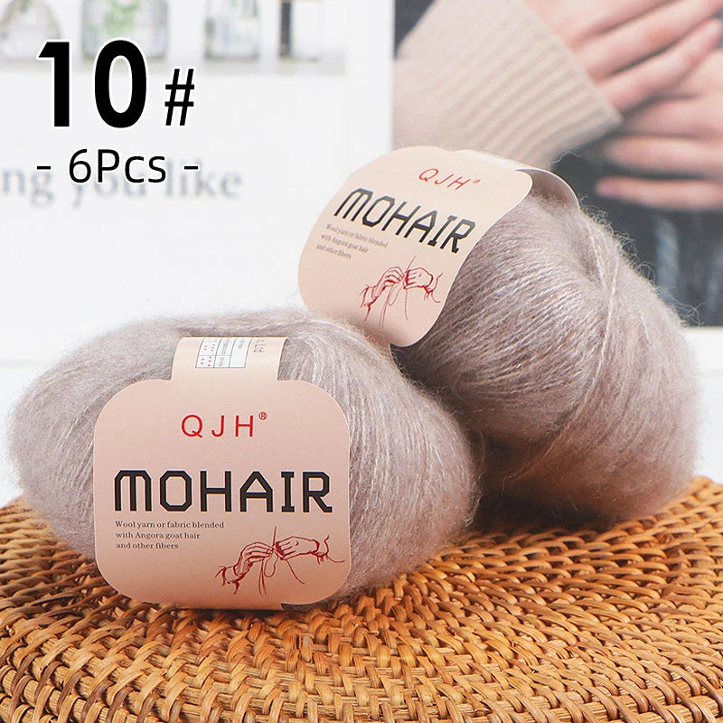 Set 6 gomitoli filato mohair morbido – lana angora effetto fluffy per maglioni, sciarpe, shawl fai-da-te