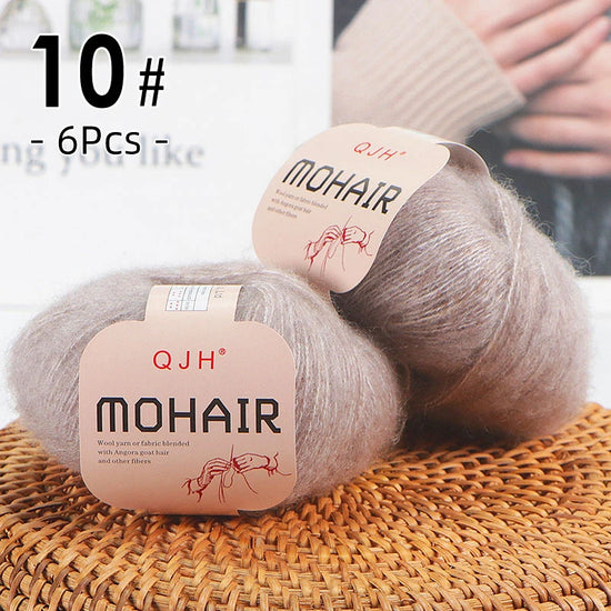 Set 6 gomitoli filato mohair morbido – lana angora effetto fluffy per maglioni, sciarpe, shawl fai-da-te