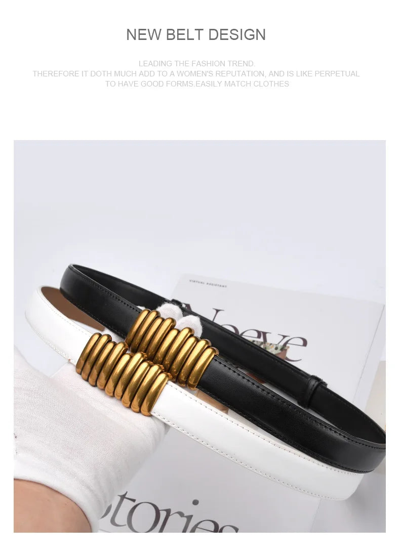 Cintura donna ecopelle vera 2025 – skinny knot belt in cowhide con fibbia gold, cintura regalo moda