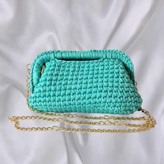 Borsa Clutch Donna Intrecciata a Spalla in Stile Crochet – Bag Elegante Fatta a Mano