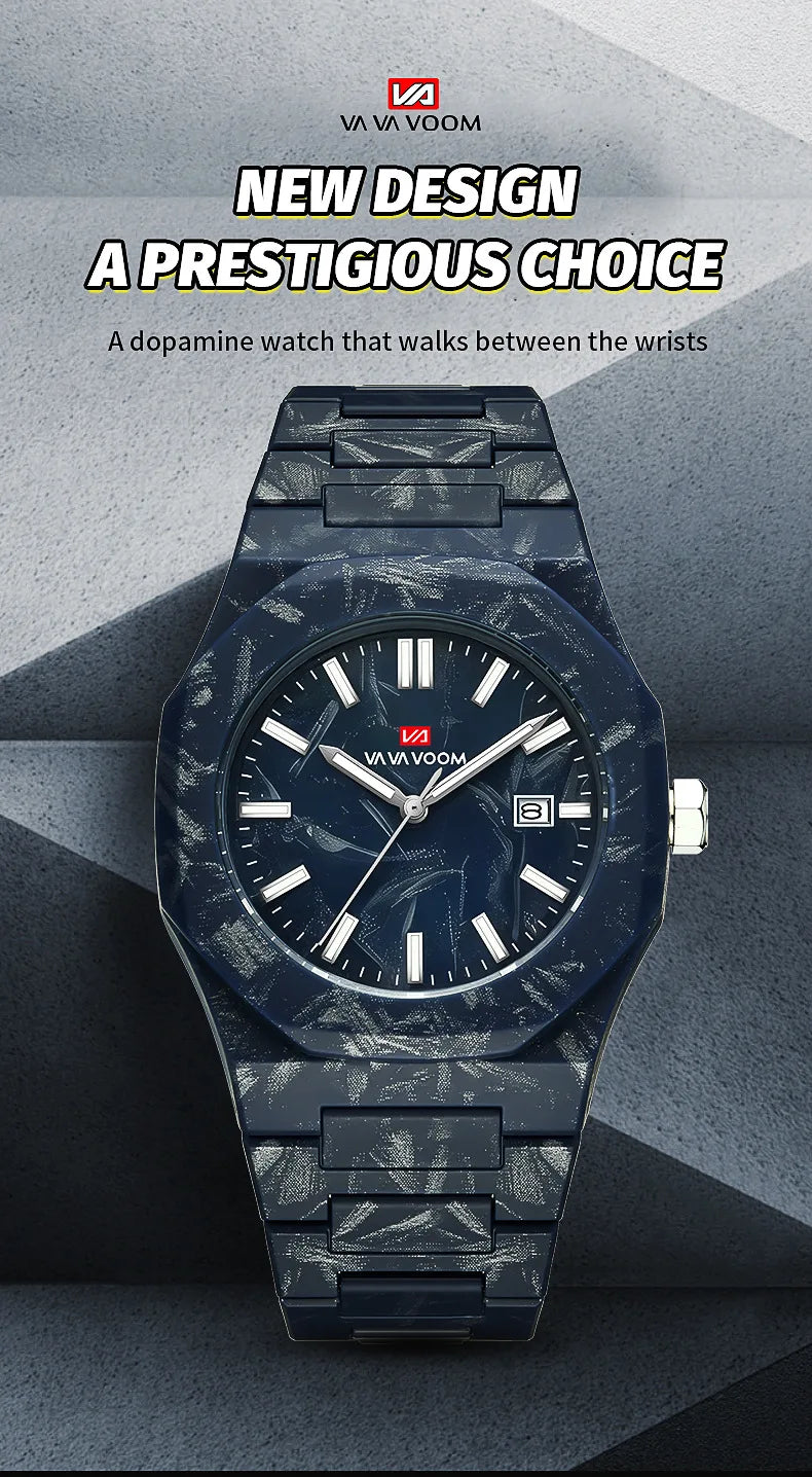 Orologio da Uomo Elegante con Quadrante Marmo – Impermeabile, Calendario e Lancette Luminose