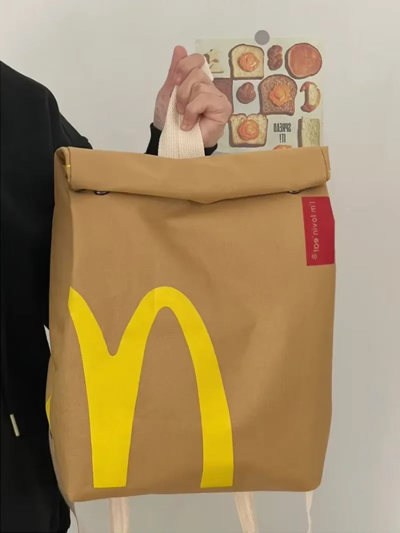 Zaino roll-top stile McDonald’s unisex – backpack casual per scuola e tempo libero, capiente e leggero