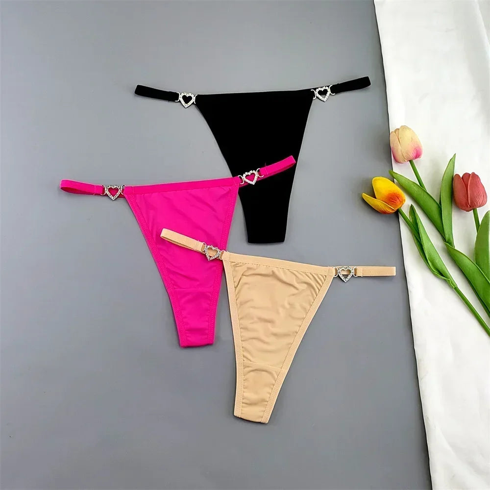 Set 3 Perizomi Sexy con Fibbia Strass – Effetto Ghiaccio, Invisibili, Ultra Comfort