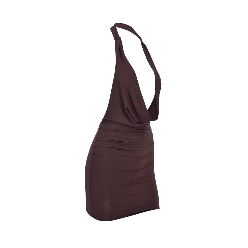 Sexy Mini Dress Donna Estivo – Bodycon Halter V‑Neck Backless 2025