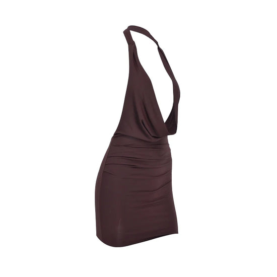 Sexy Mini Dress Donna Estivo – Bodycon Halter V‑Neck Backless 2025