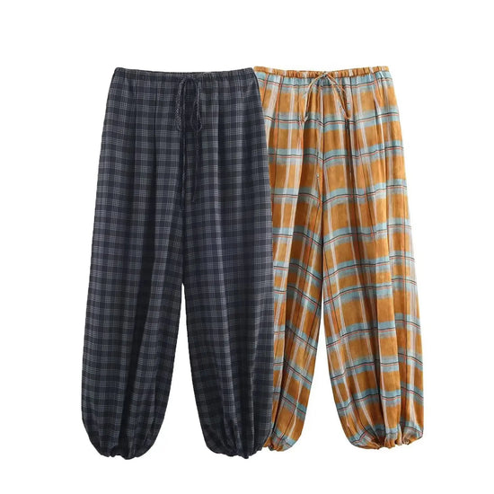 Pantaloni Balloon Plaid Donna – Baggy Bloomers Streetwear