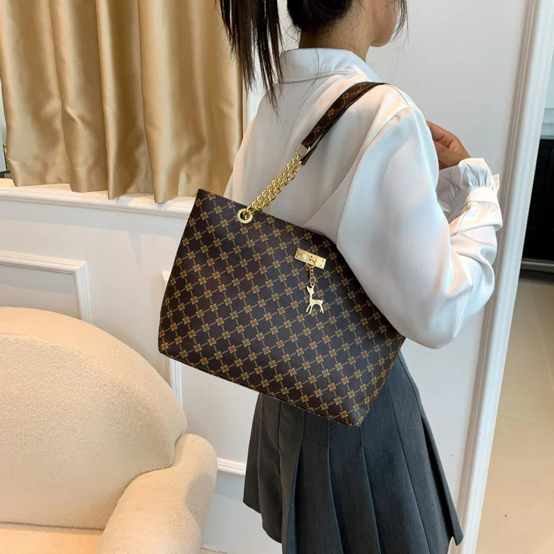 Borsa a mano in pelle morbida per presbiopia – Tote spaziosa con accessori pendenti, borsa a tracolla per donna