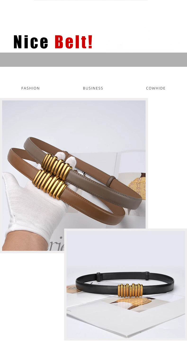 Cintura donna ecopelle vera 2025 – skinny knot belt in cowhide con fibbia gold, cintura regalo moda