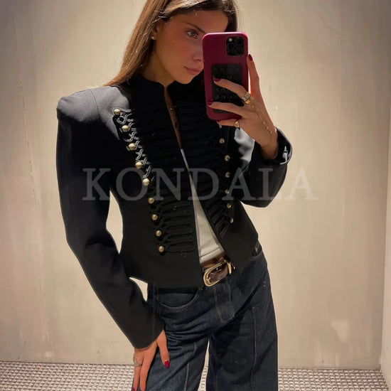 Giacca Elegante Donna Ricamata – Blazer Nero da Sera
