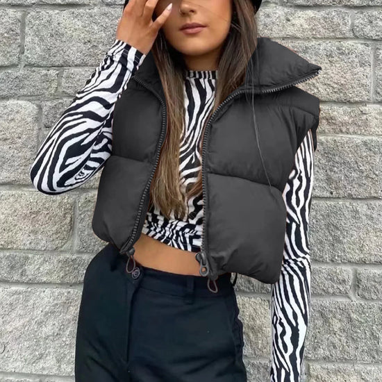Gilet Corto Donna Imbottito Collo Alto – Giubbotto Senza Maniche Piumino per Outdoor e Viaggi