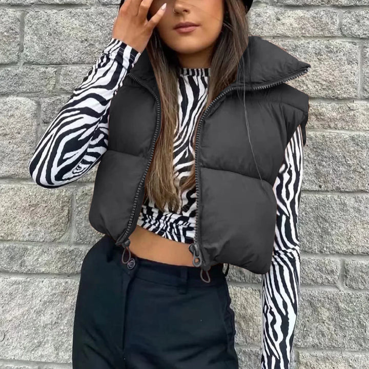 Gilet Corto Donna Imbottito Collo Alto – Giubbotto Senza Maniche Piumino per Outdoor e Viaggi