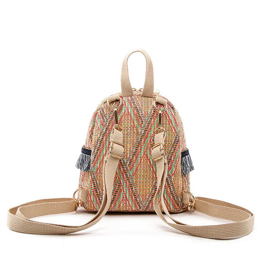 Zaino Donna Effetto Paglia Intrecciato – Backpack Estivo Casual Chic