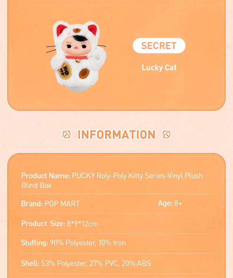 Pop Mart Pucky Kitty Blind Box – Gatto Peluche Misterioso da Collezione