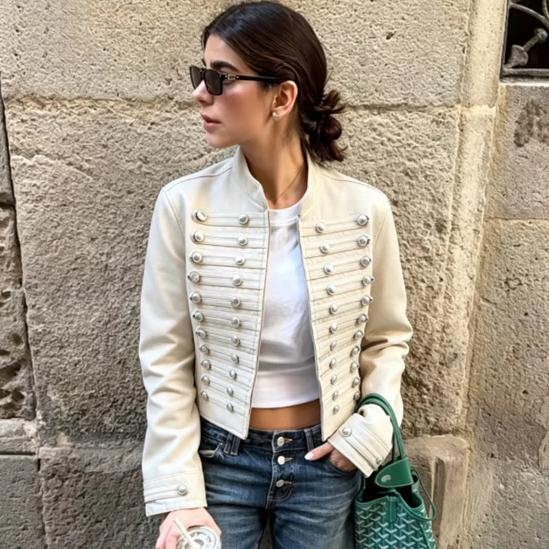 Giacca Cropped Donna con Bottoni e Fit Slim - immagine 36