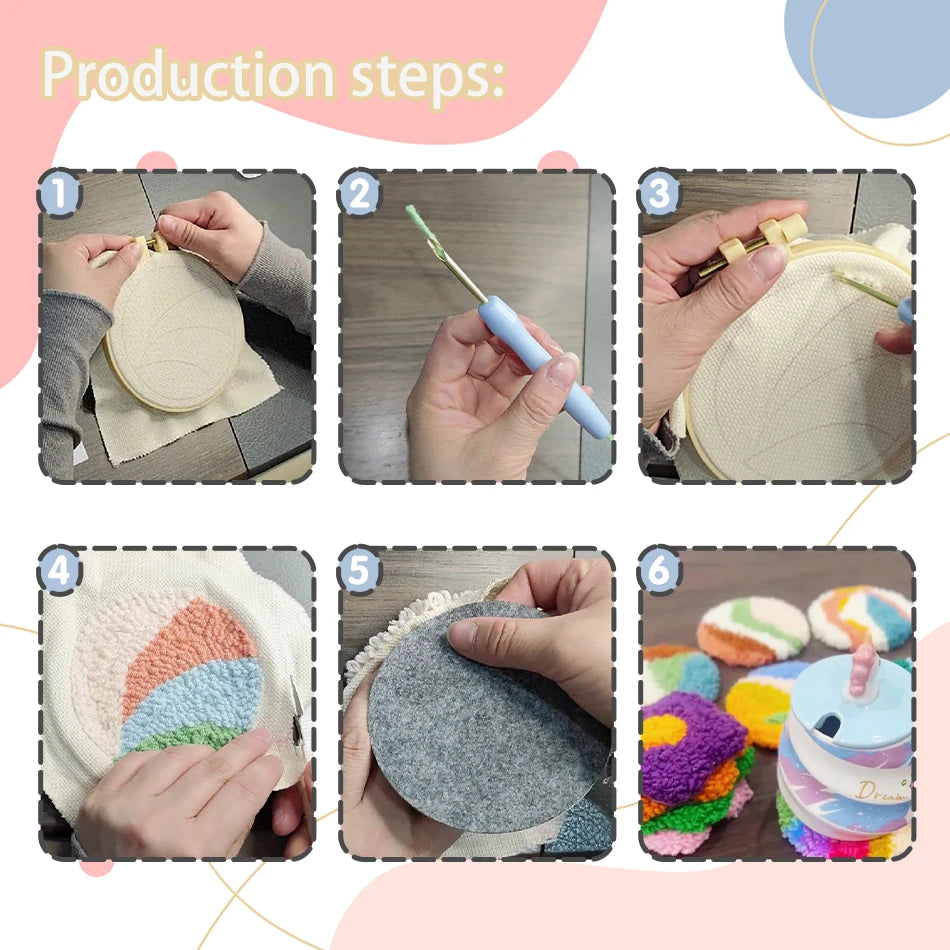 Kit Punch Needle Sottobicchieri Gatti – Set DIY Creativo per Principianti