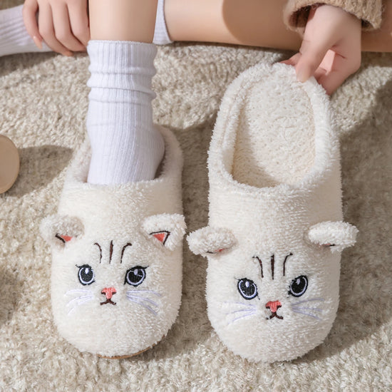 Pantofole Peluche Gatto Unisex per Casa, Invernali, Antiscivolo, Morbide e Calde