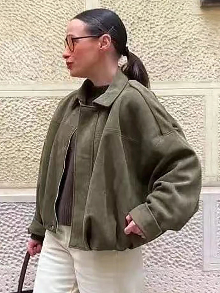 Giacca Bomber Oversize  Donna Stile Vintage – Giubbotto Elegante e Morbido per Occasioni Speciali