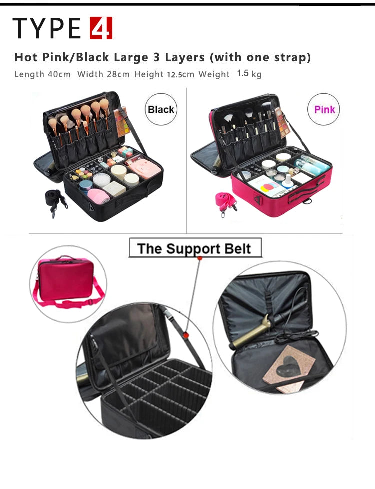 Borsa cosmetici grande in tessuto Oxford – beauty case da viaggio donna grande capacità, organizer make-up waterproof