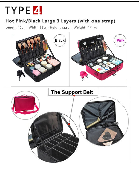 Borsa cosmetici grande in tessuto Oxford – beauty case da viaggio donna grande capacità, organizer make-up waterproof