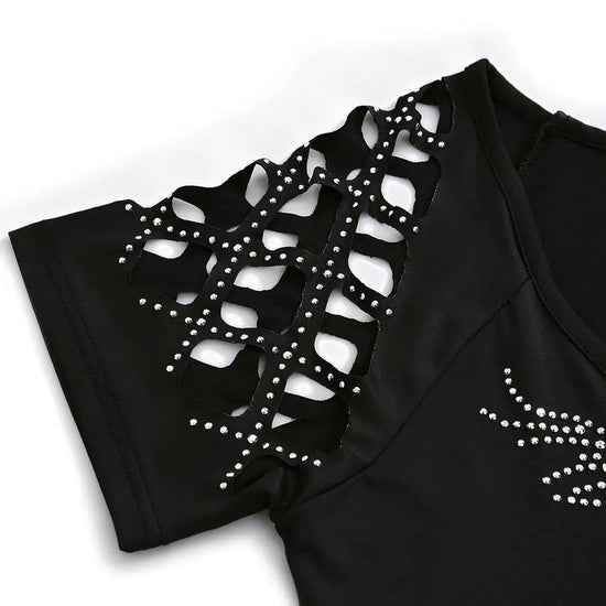 Mini Dress Bodycon Paillettes Donna – O‑Neck, Maniche Corte, Estate 2025