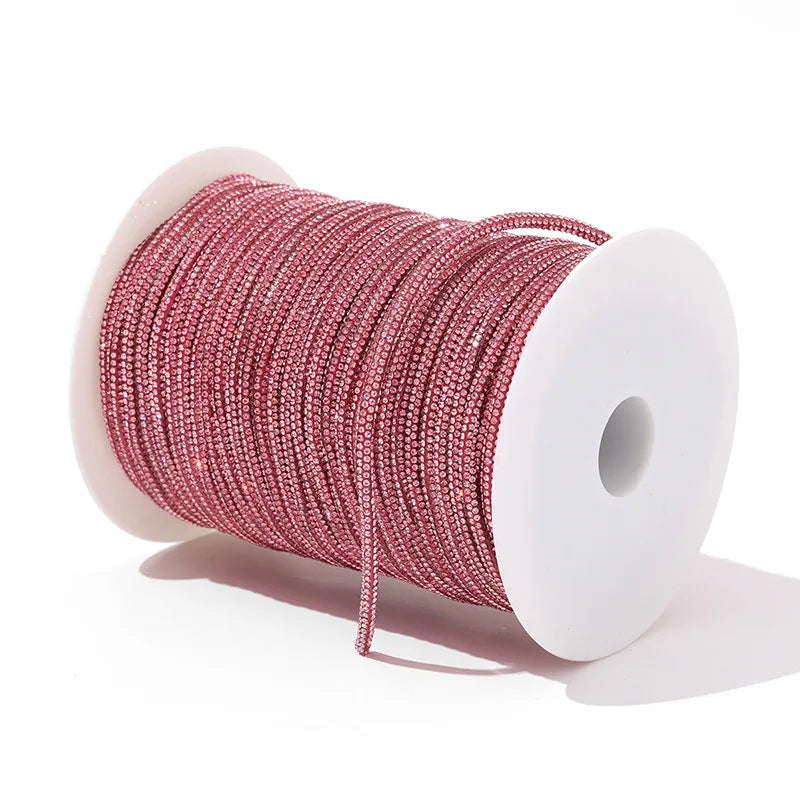 Corda in Cotone con Strass in Vetro 4 mm – 5 Metri Applicabile con Ferro o Cucitura per Abiti, Borse e Scarpe