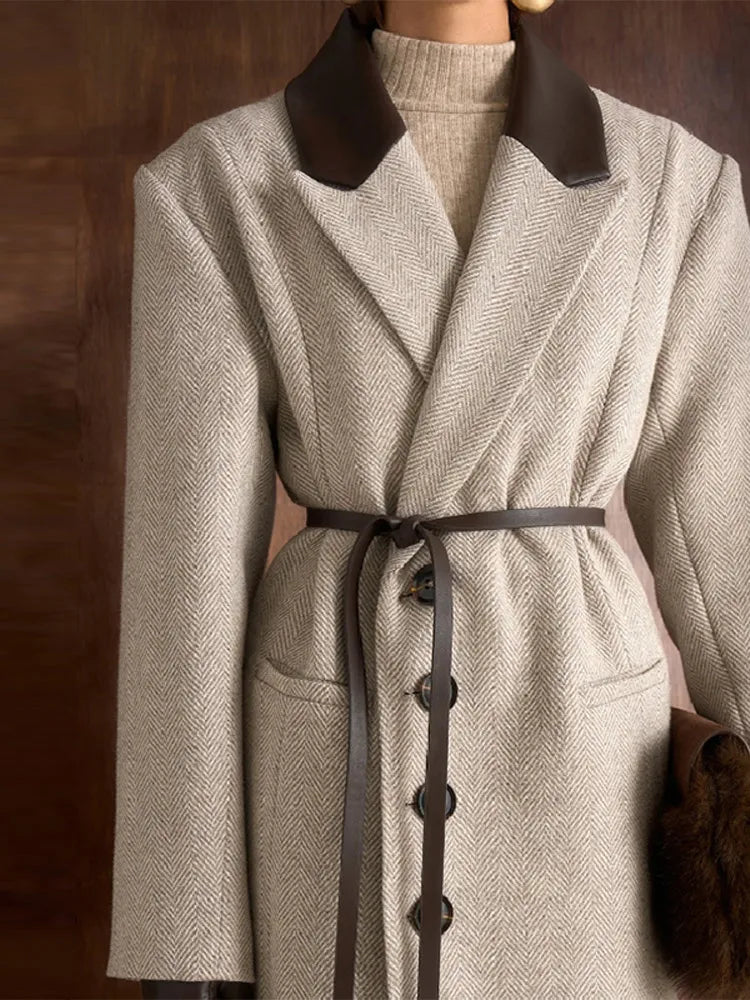 Cappotto Lungo Donna a Pois con Cintura - immagine 3