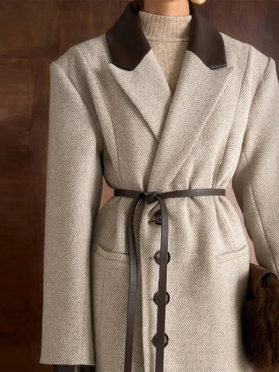 Cappotto Lungo Donna a Pois con Cintura - immagine 3