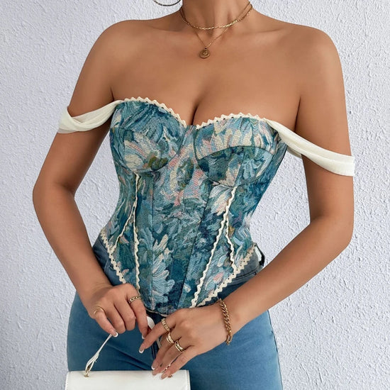 Top Donna in Pizzo Ricamato – Corsetto Elegante e Sexy